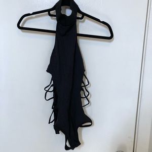 Black bodysuit with cutout sides